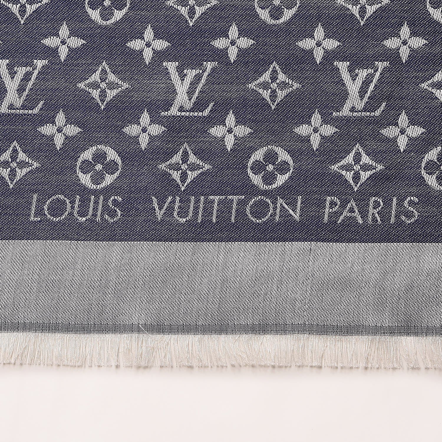 Louis Vuitton Silk Wool Monogram Denim Shawl Blue 3 of 4