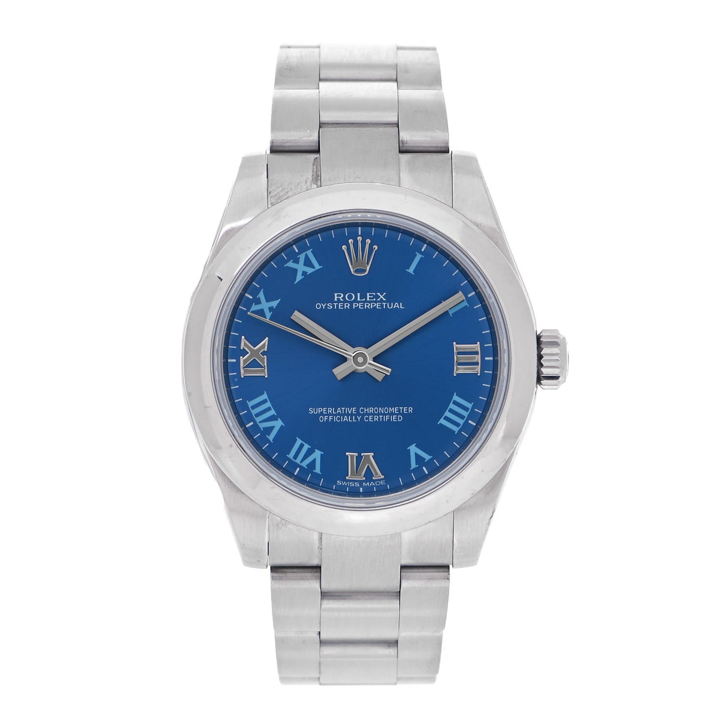 Stainless Steel 31mm Oyster Perpetual Watch Azzurro Blue Roman 177200