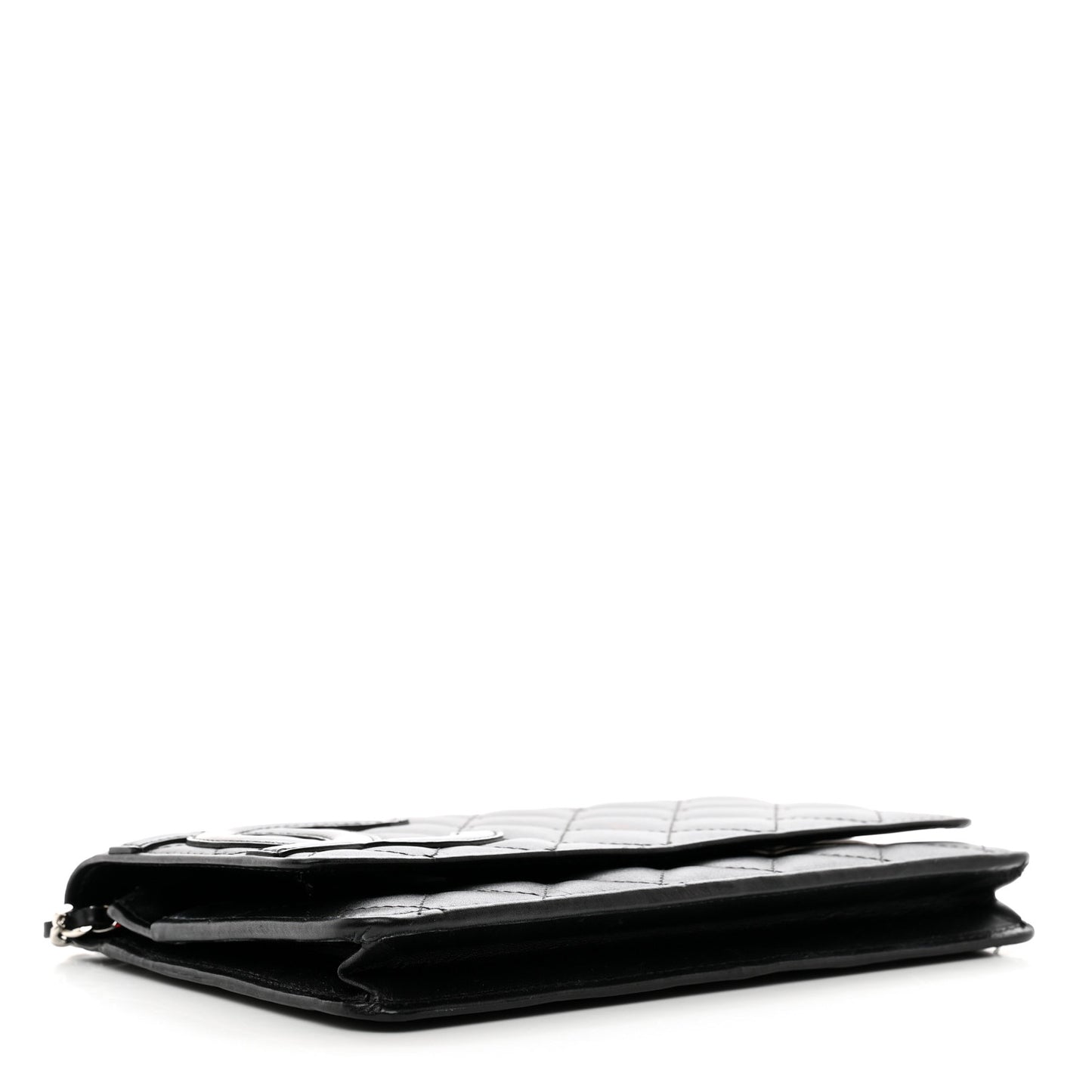 Calfskin Quilted Cambon Wallet on Chain WOC Black