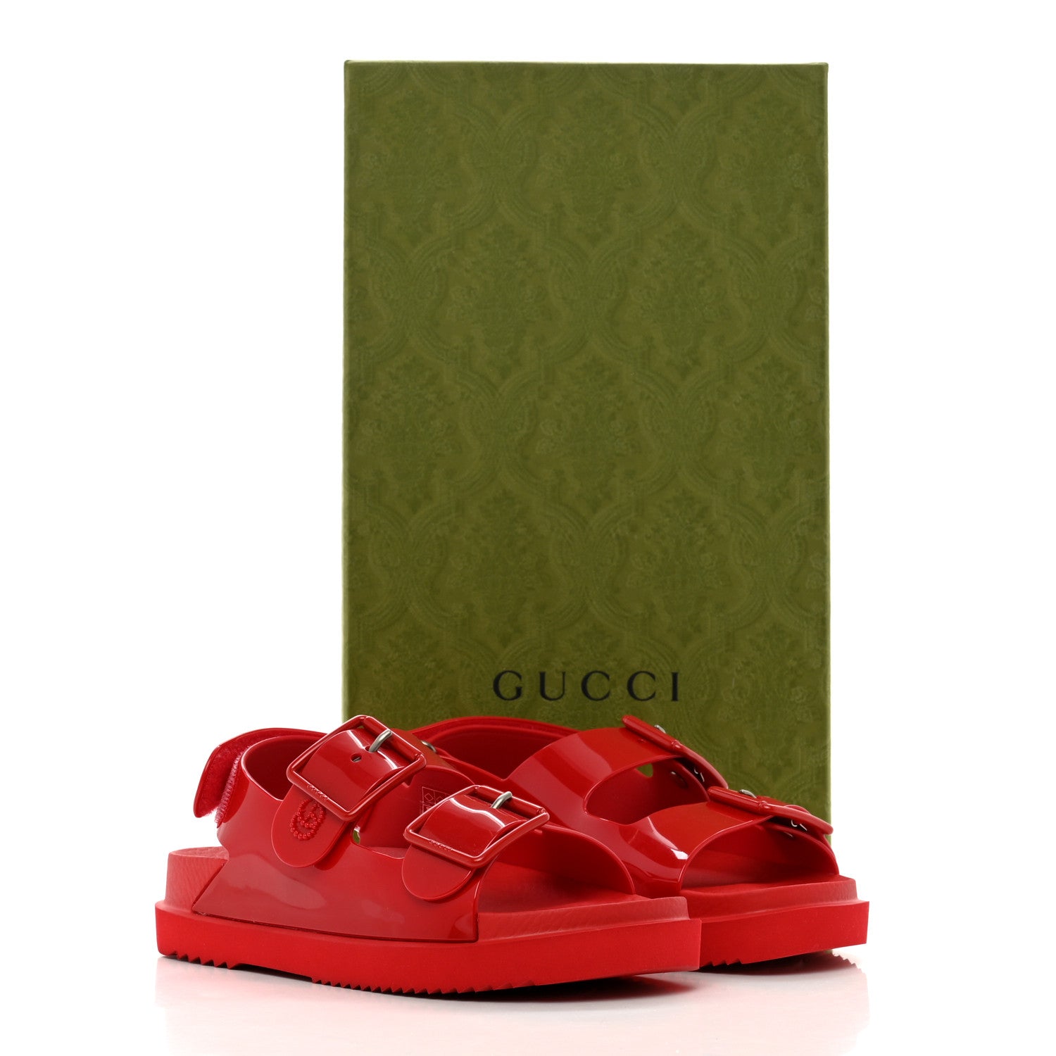 Gucci Rubber Mini Double G Womens Isla Dad Sandals 34 Maple Red 8 of 8