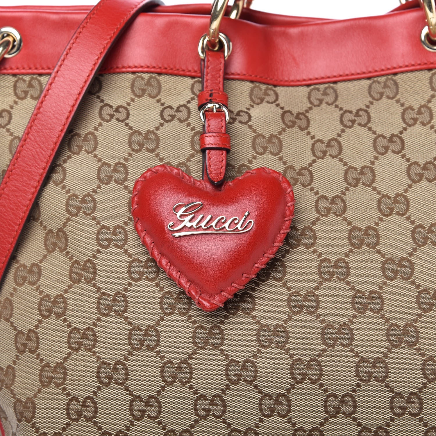 Gucci Monogram Medium Valentine Top Handle Bag Red 10 of 10