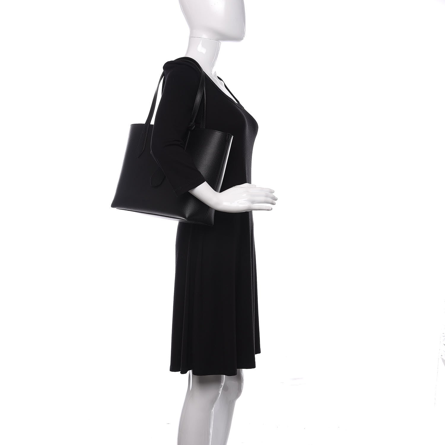 Burberry Grainy Calfskin Haymarket Check Medium Reversible Tote Black 2 of 10