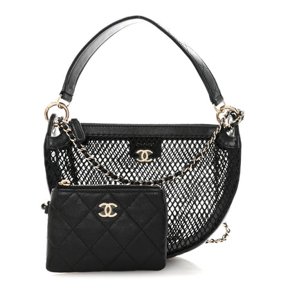 Chanel Mesh Shiny Lambskin Chain Hobo Black 3 of 11