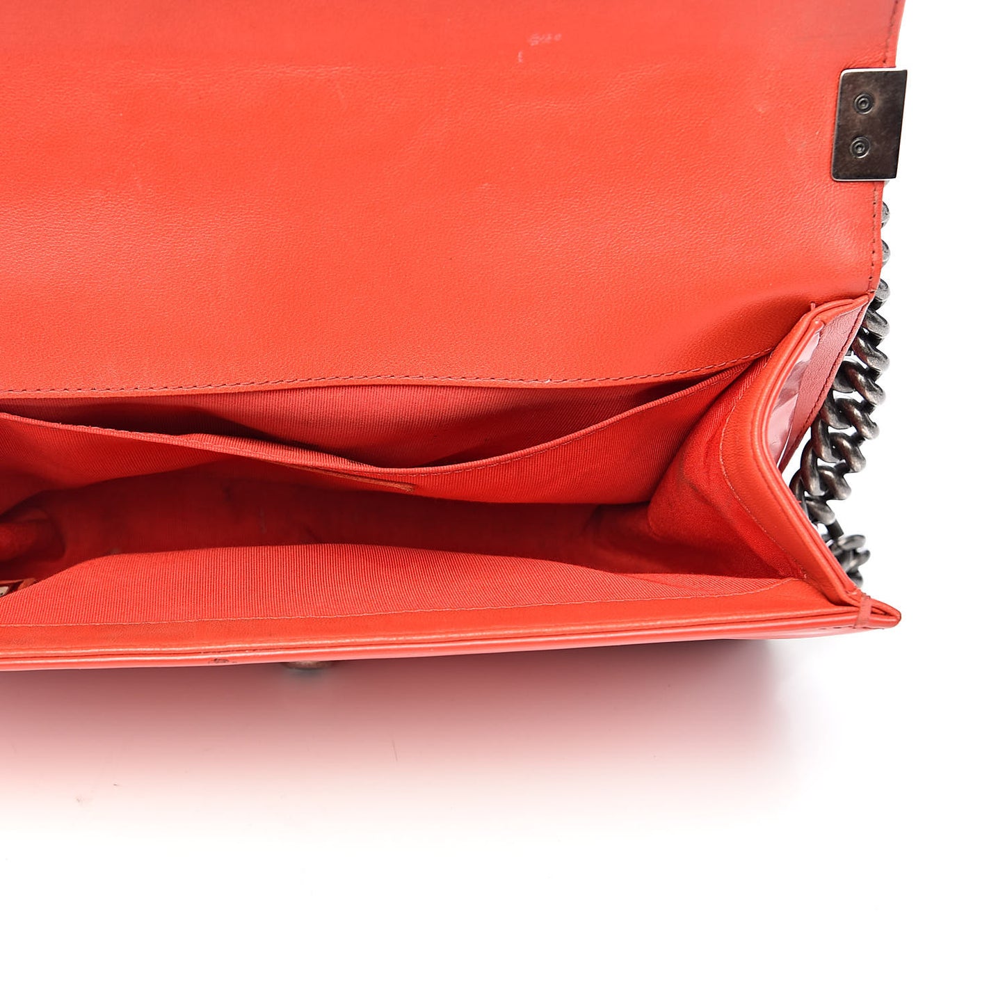 Glazed Calfskin Medium Boy Flap Red