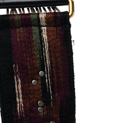 Christian Dior Canvas Embroidered Studded Bohemian Fringe Shoulder Strap Black Multicolor 4 of 9