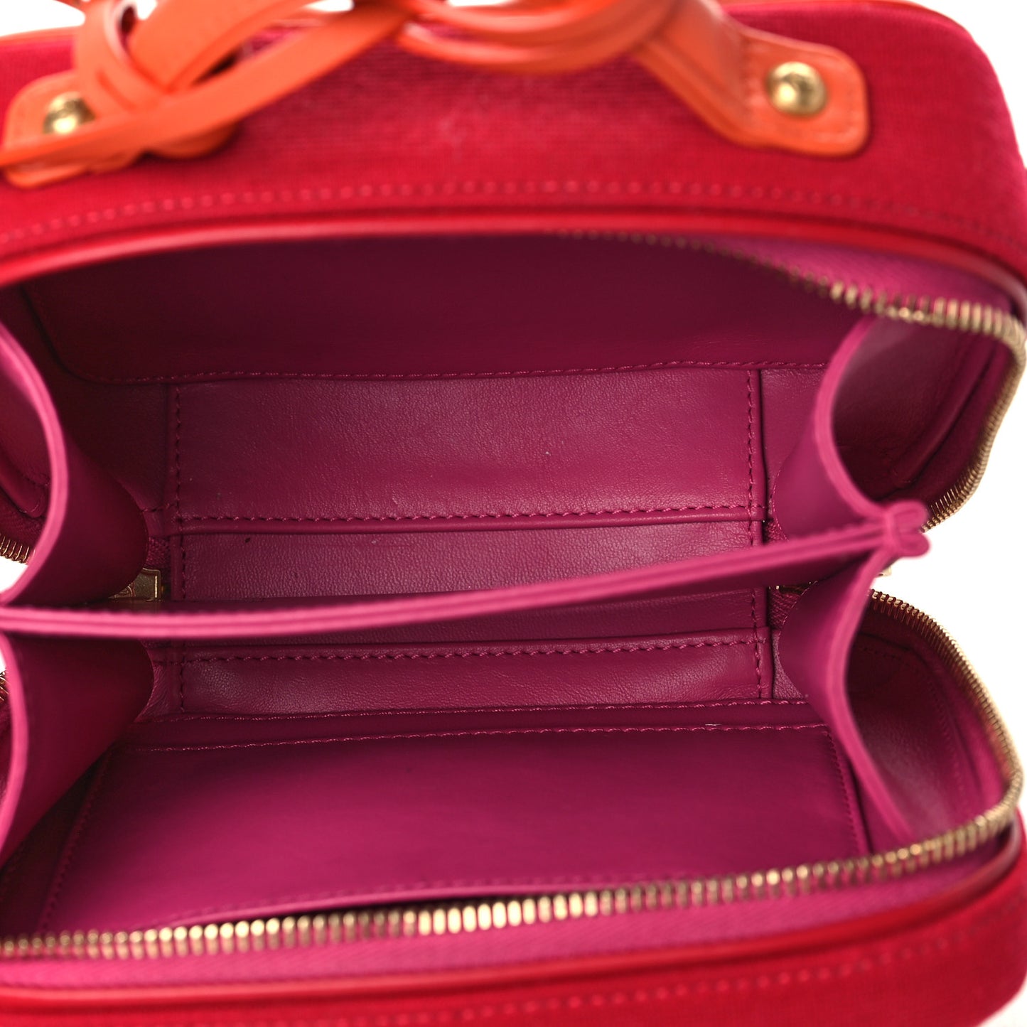 Jersey Quilted Small CC Filigree Vanity Case Pink Red Orange