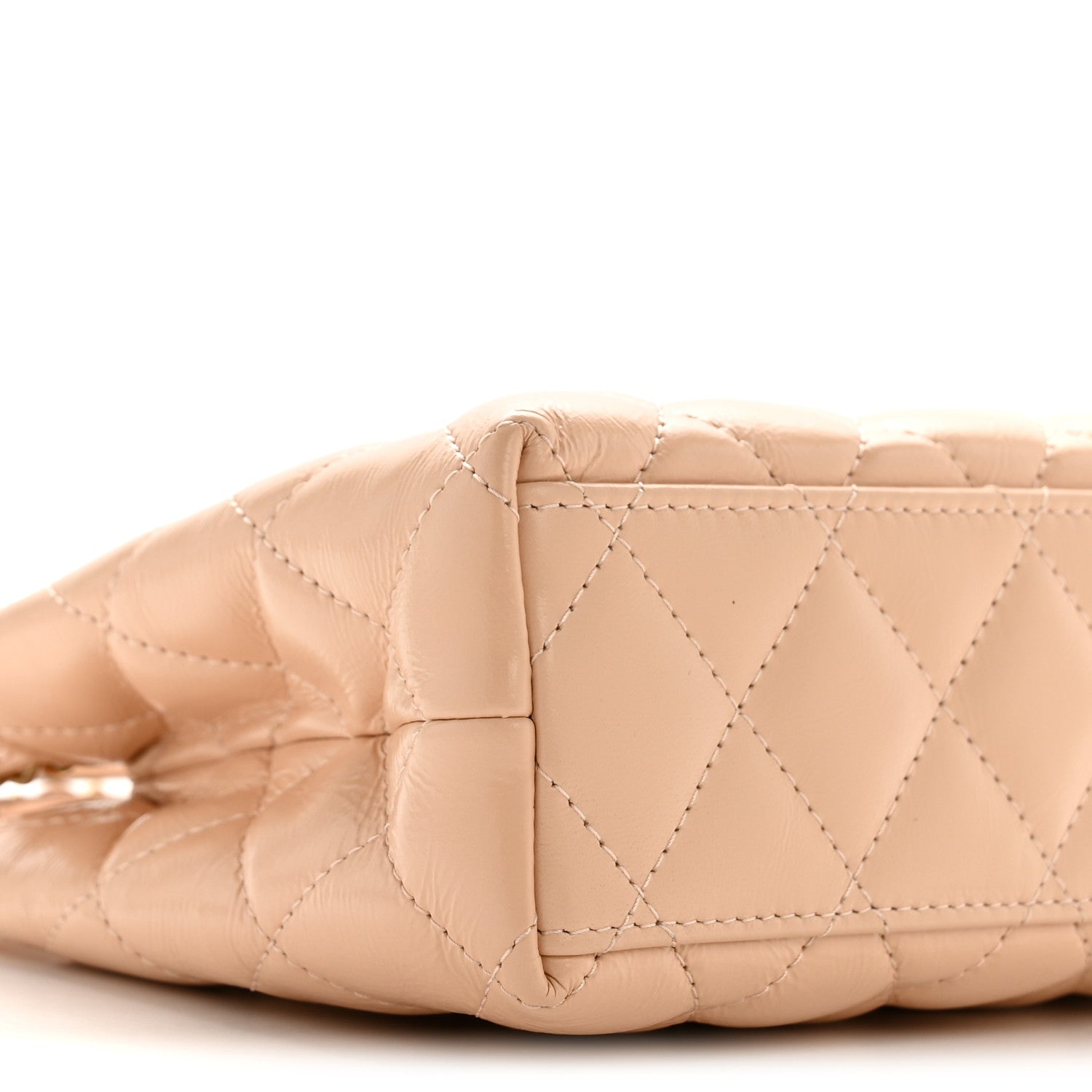 Chanel Shiny Aged Calfskin Quilted Nano Kelly Shopper Beige 9 of 10