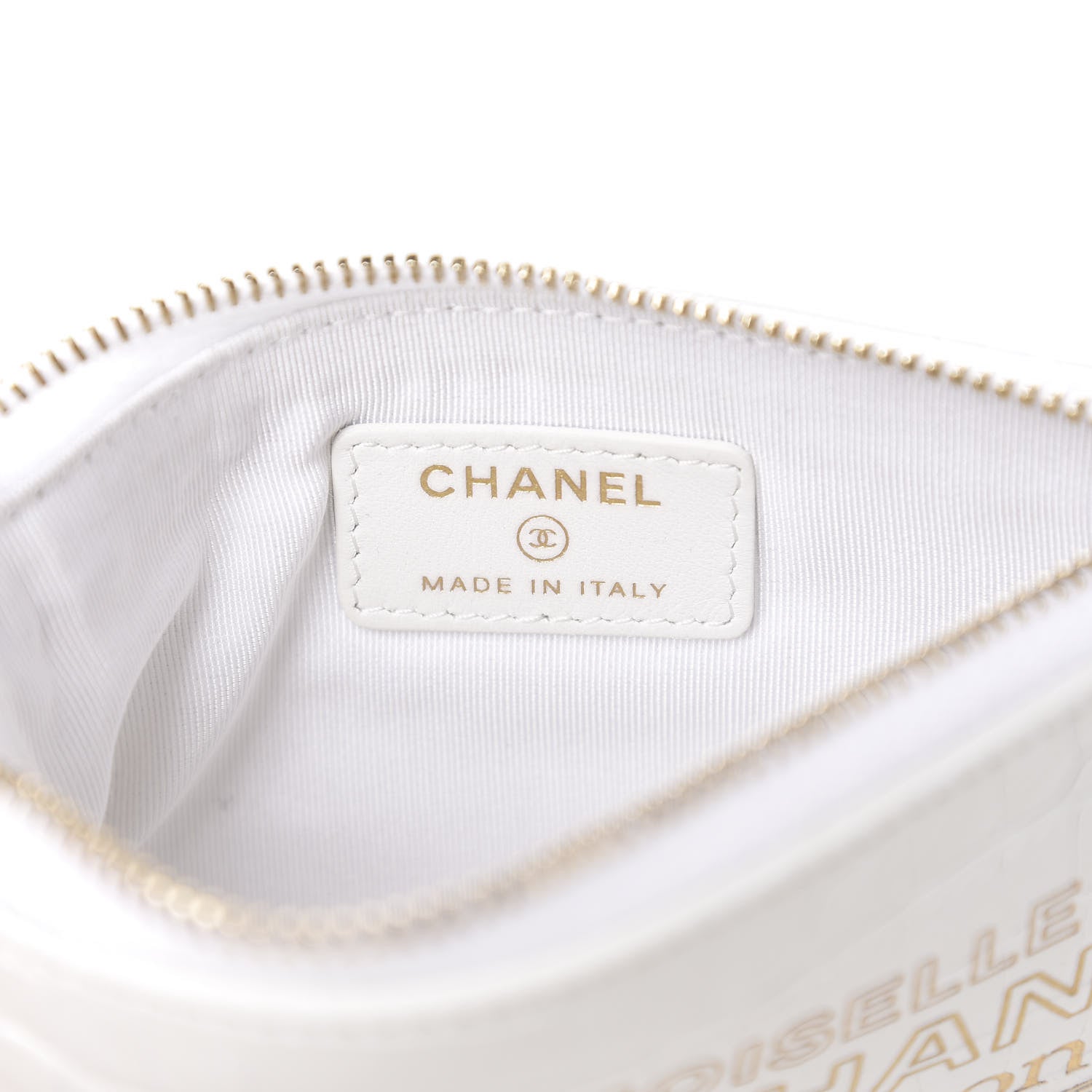 Chanel Calfskin Crocodile Embossed Cocodile Cosmetic Case White Gold 5 of 7