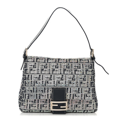Fendi Zucchino Crystal Mama Baguette Navy 1 of 15