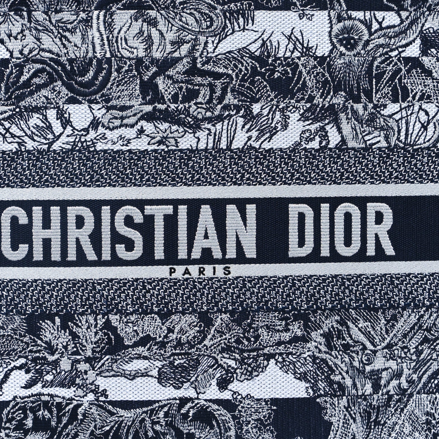 Christian Dior Canvas Embroidered Large Dioriviera Reverse Striped Toile De Jouy Book Tote Blue White 8 of 12