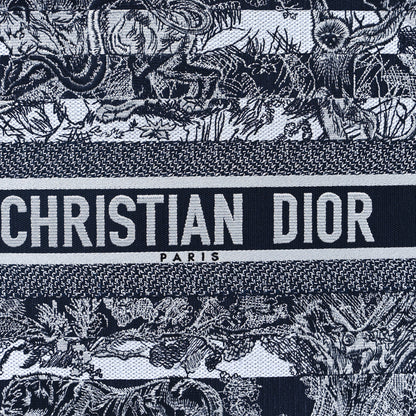 Christian Dior Canvas Embroidered Large Dioriviera Reverse Striped Toile De Jouy Book Tote Blue White 8 of 12