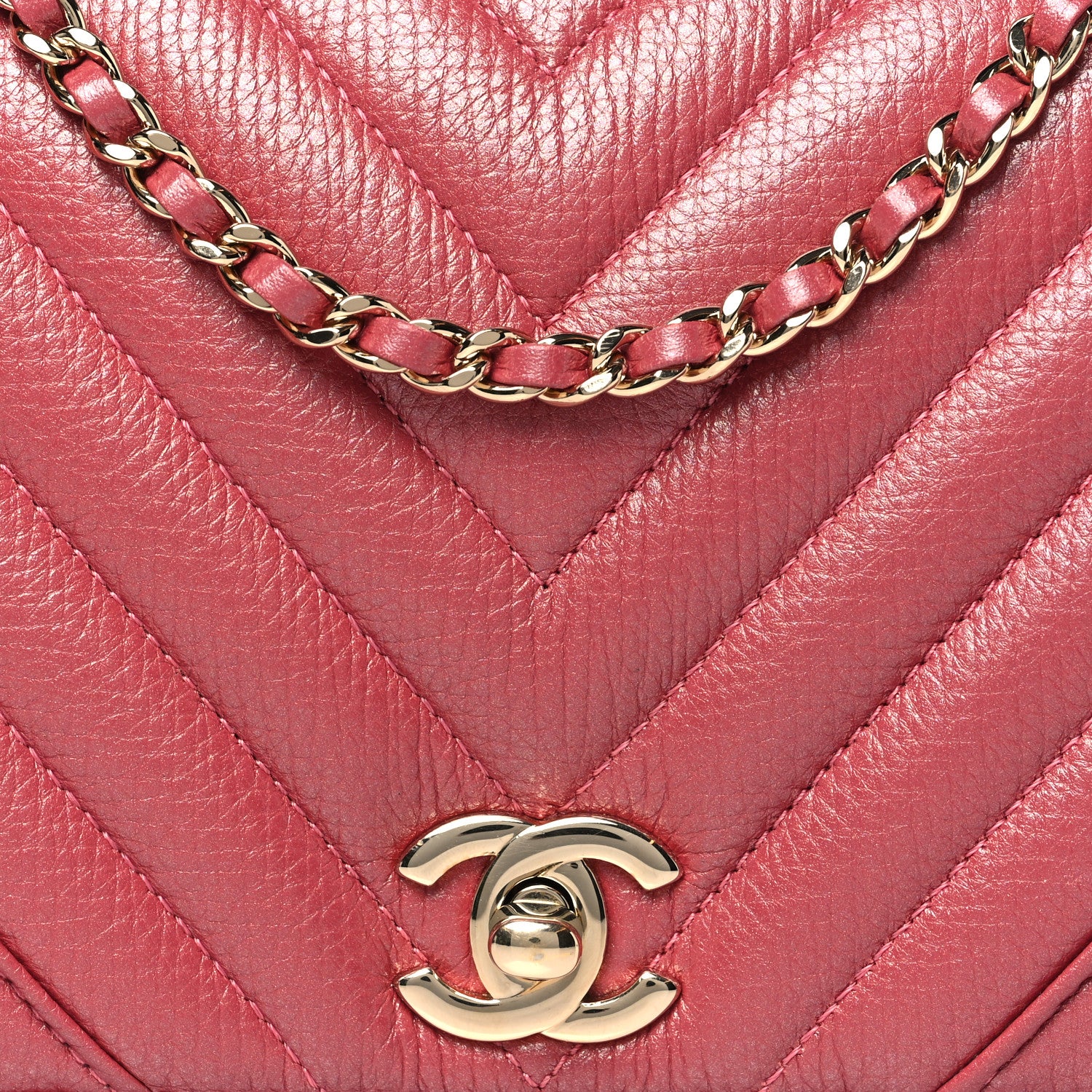 Chanel Calfskin Chevron Quilted Mini Statement Flap Pink 8 of 10