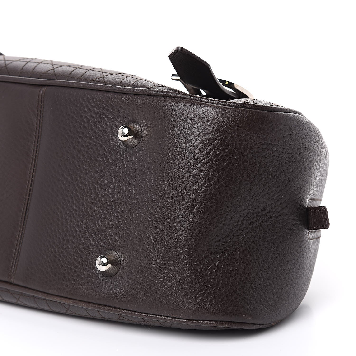 Christian Dior Calfskin Cannage Handbag Dark Brown 9 of 12
