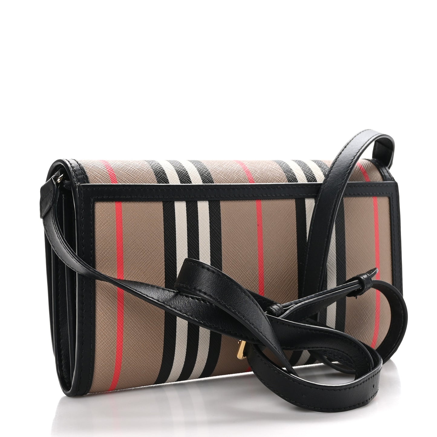 E-Canvas Icon Stripe Hannah Wallet With Detachable Strap Archive Beige Black