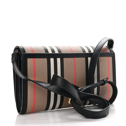 Burberry E-Canvas Icon Stripe Hannah Wallet With Detachable Strap Archive Beige Black 3 of 9