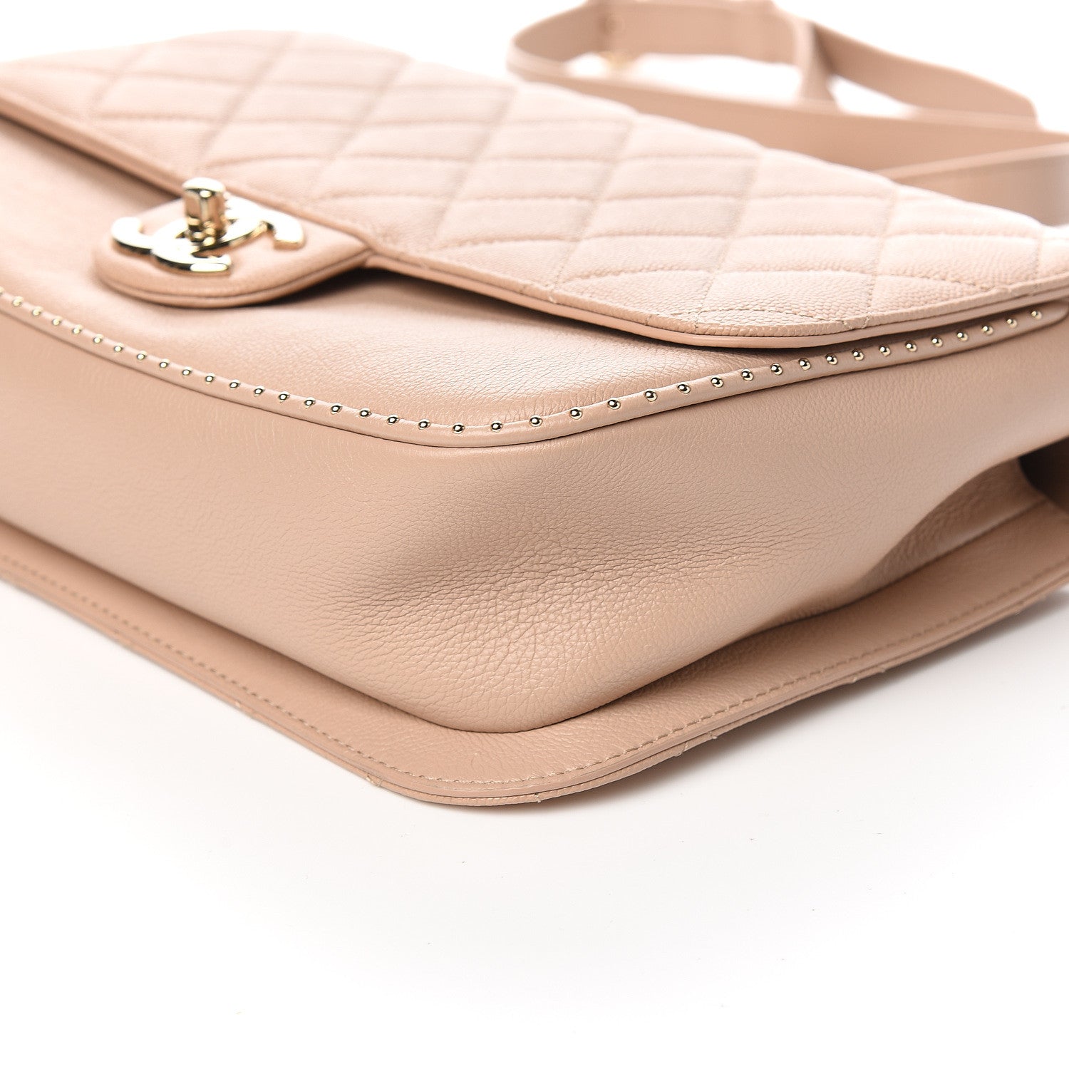 Chanel Caviar Quilted Large Studded Flap Beige 9 of 11