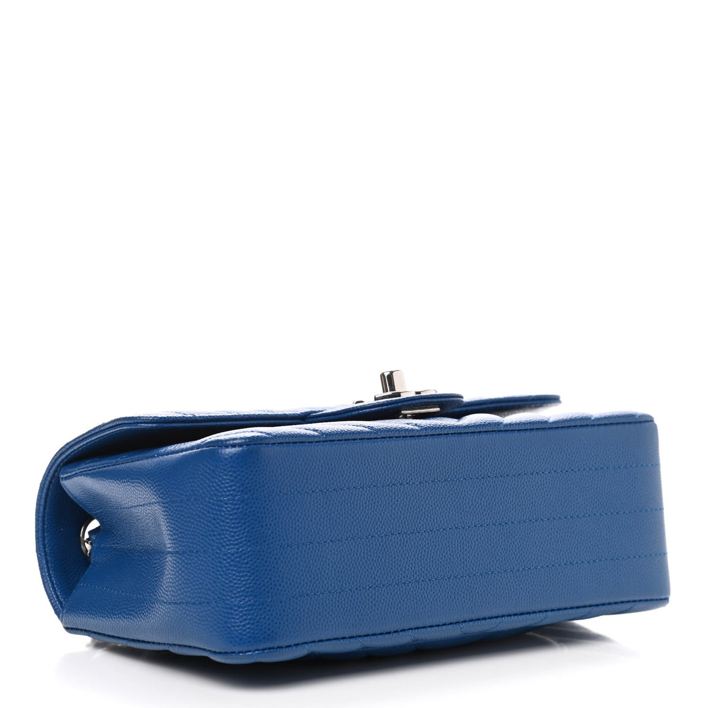 Caviar Chevron Quilted Mini Rectangular Flap Blue