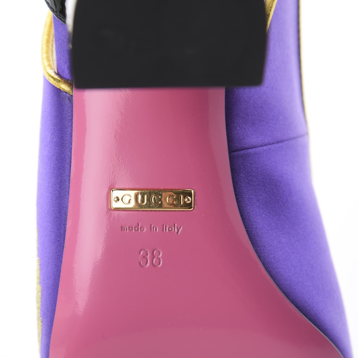 Gucci Satin Embroidered Dragon Caspar Pumps 38 Purple Oro Vecchio Black 7 of 7