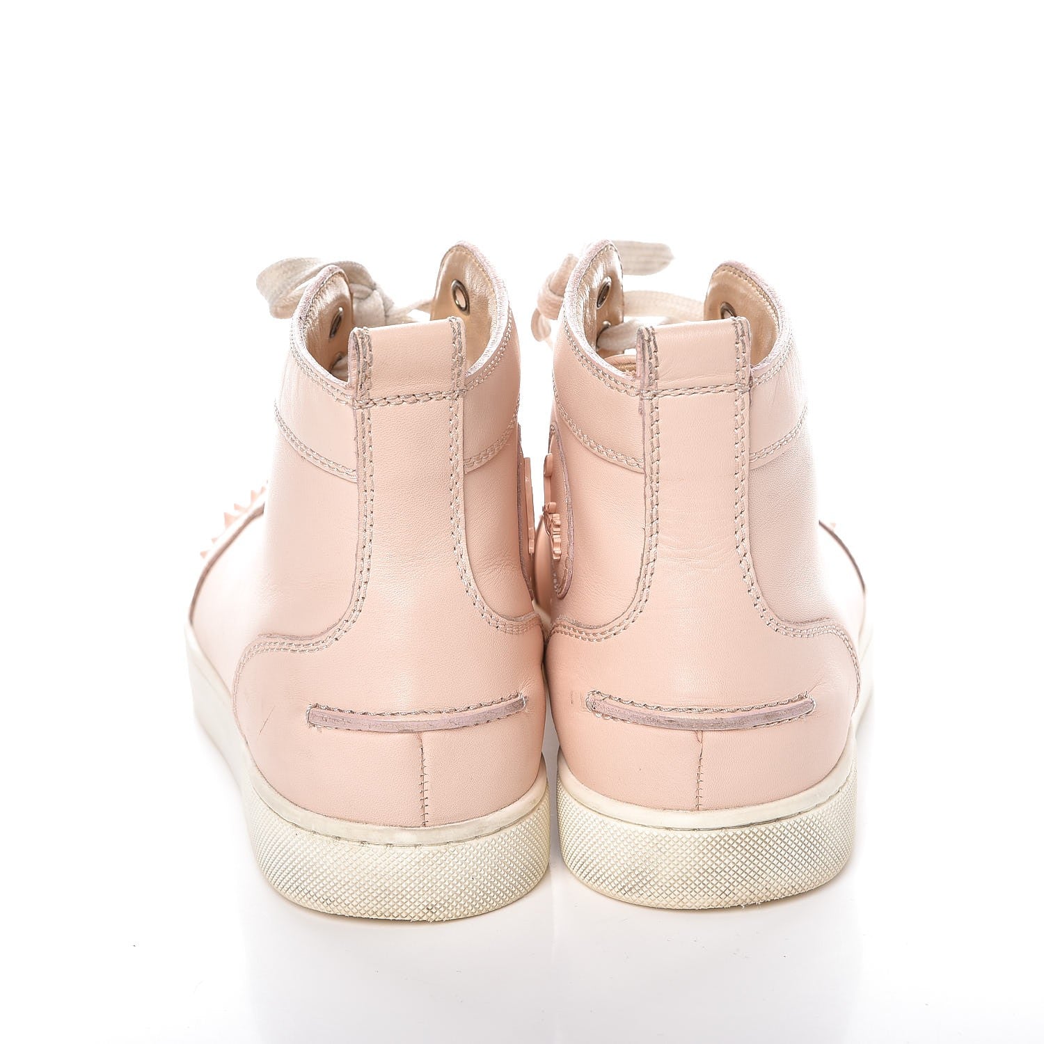 Christian Louboutin Patent Calfskin Lou Spikes Flat Sneakers 38 Poudre 21 of 28