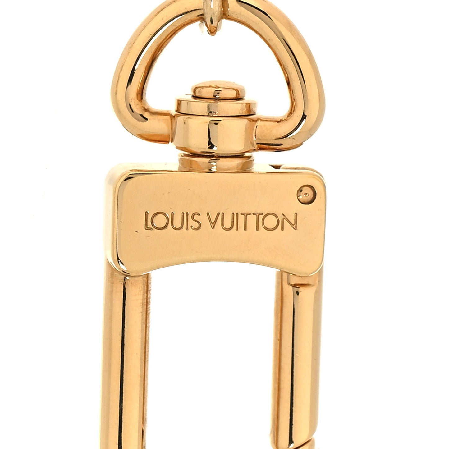 Brass Enamel Fleur De Monogram Bag Charm Chain Gold