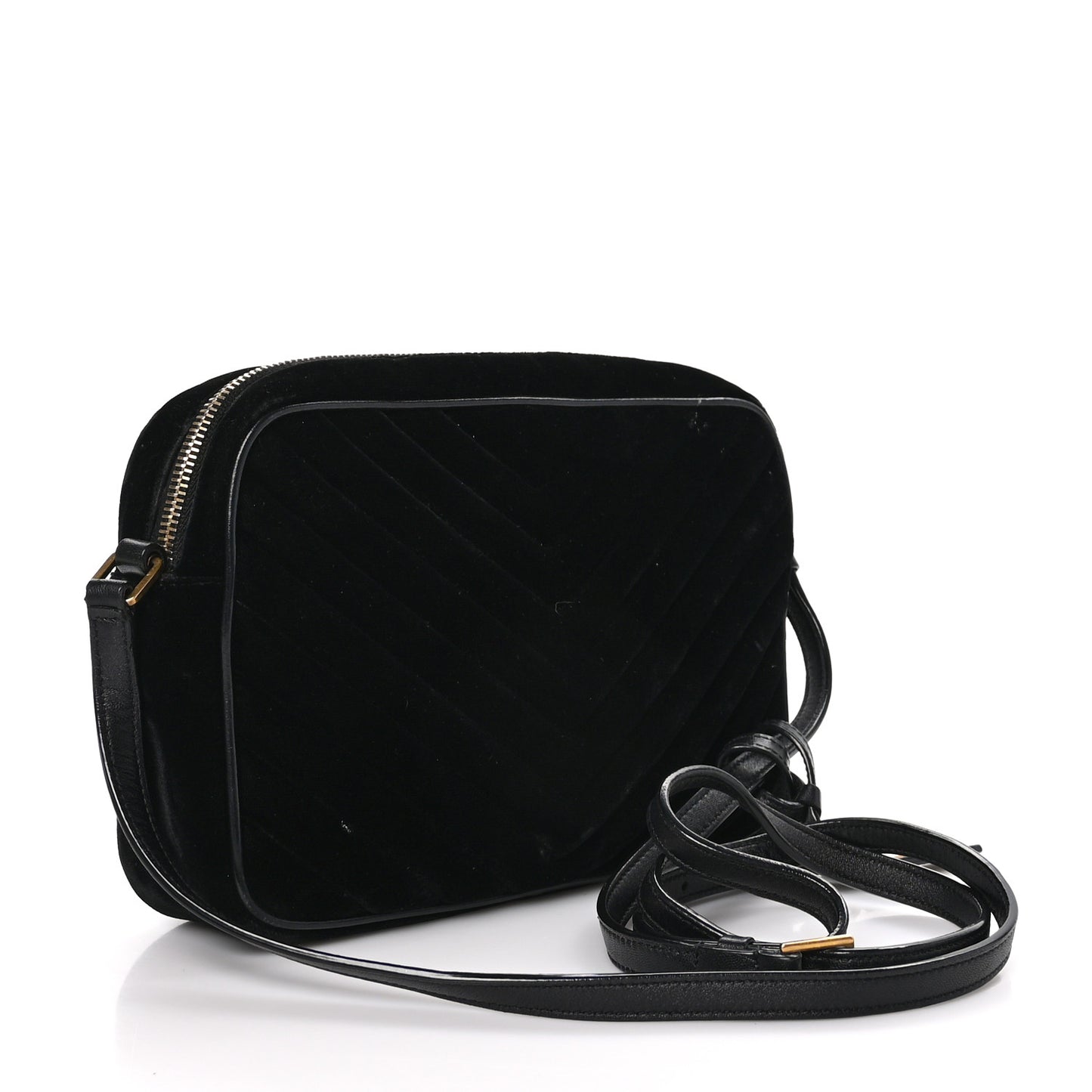 Velvet Matelasse Monogram Lou Camera Bag Black