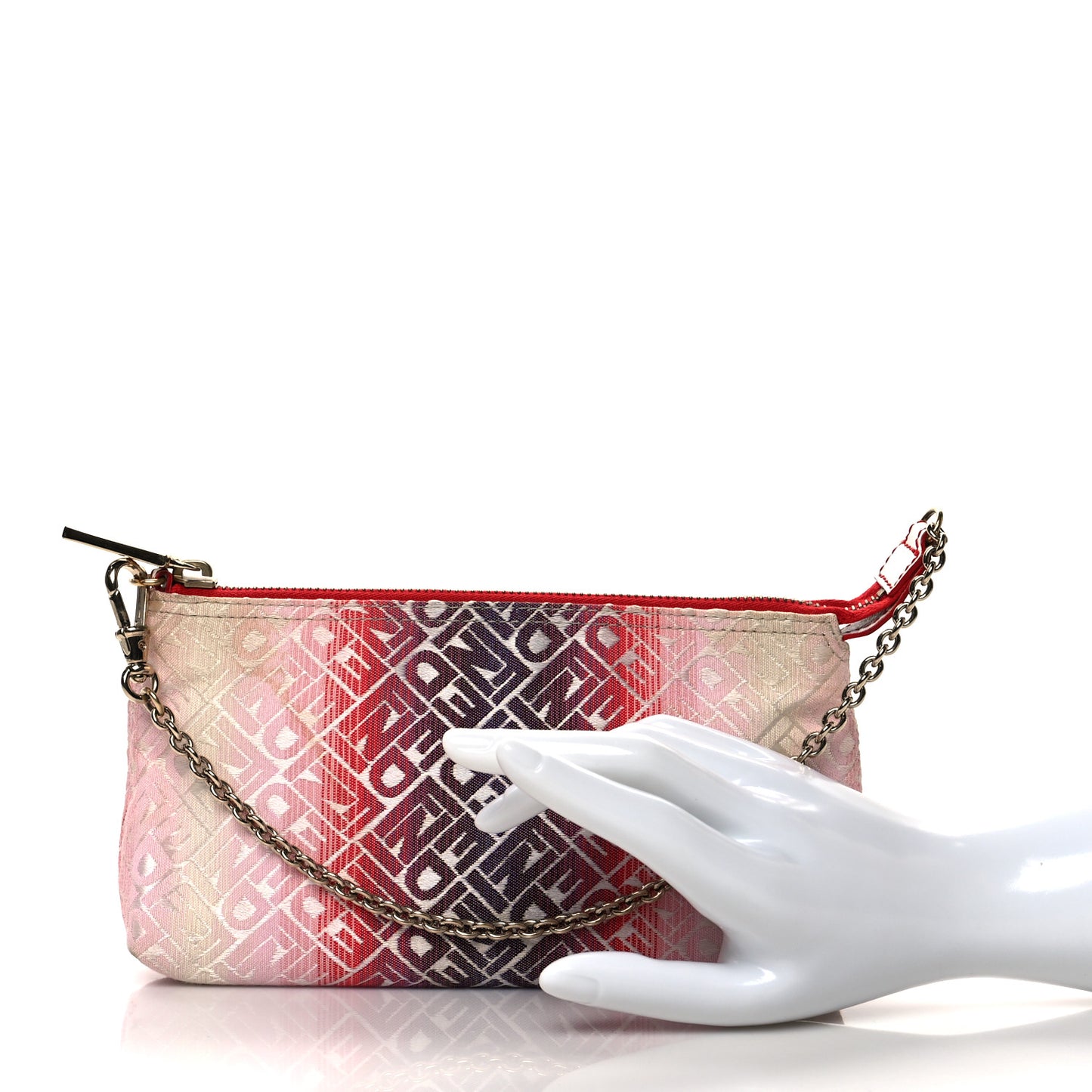 Canvas Ombre Logo Chain Strap Pochette Red White