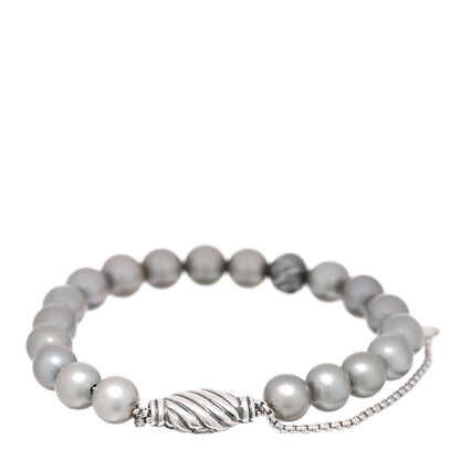 David Yurman Sterling Silver Cultured Pearl Spiritual Beads Adjustable Bracelet 2 of 3