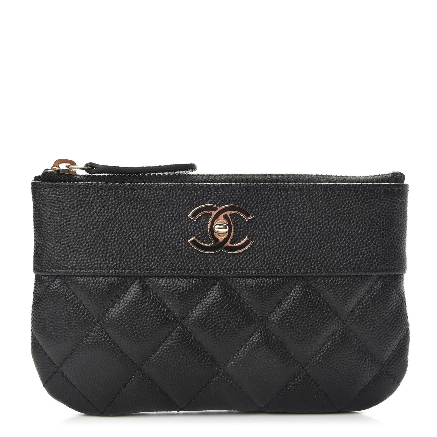 Caviar Quilted Small Vintage Mademoiselle Cosmetic Case Black