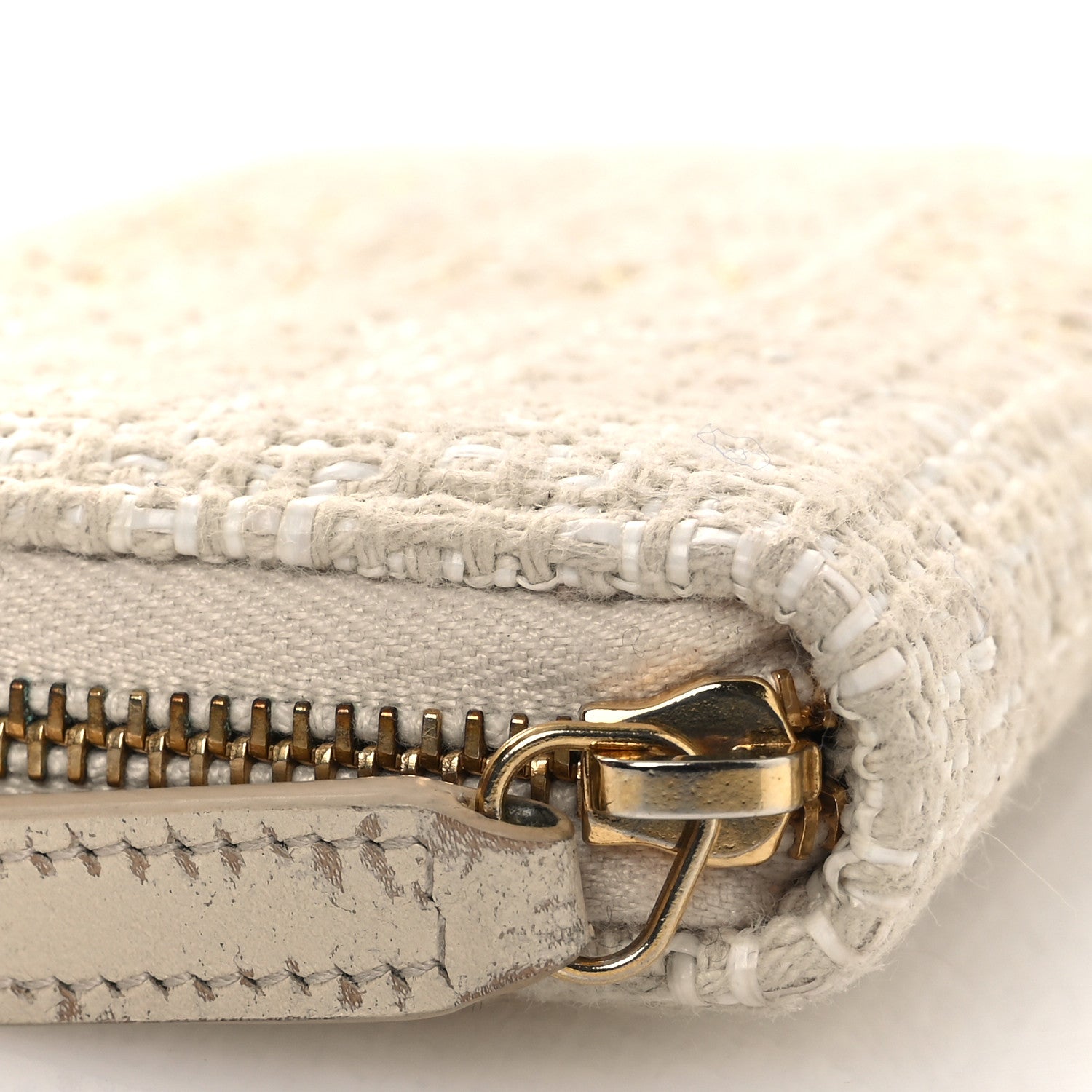 Chanel Lurex Canvas Deauville Medium Zip Around Wallet Beige 9 of 10