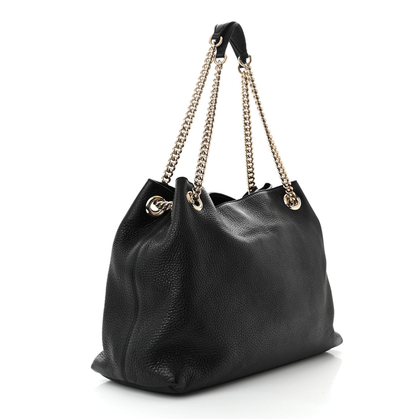 Pebbled Calfskin Medium Soho Chain Shoulder Bag Black