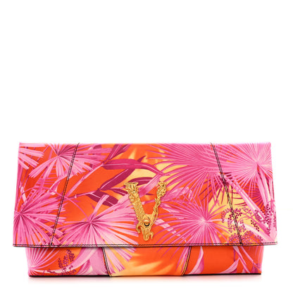 Versace Calfskin Jungle Print Clutch Pink Multicolor 1 of 6