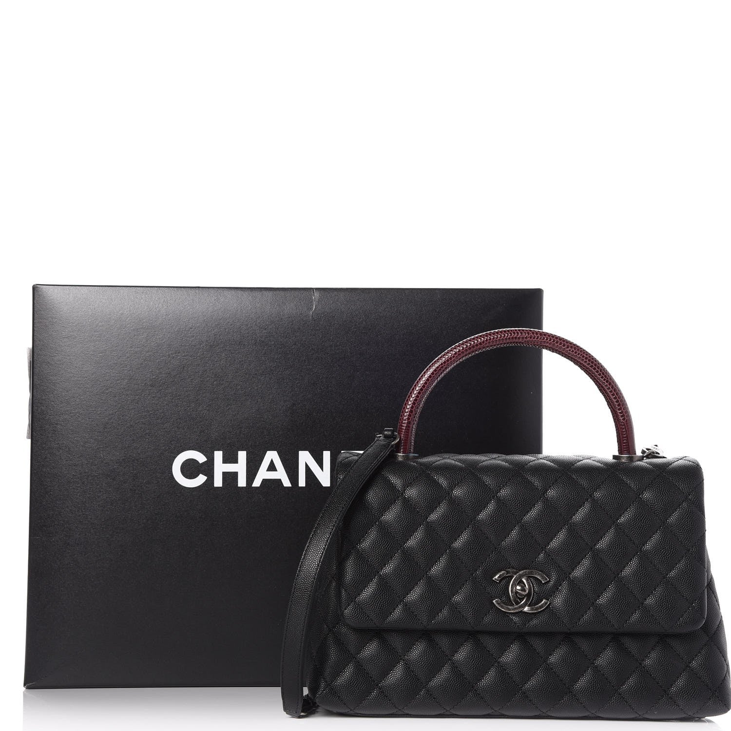 Chanel Caviar Lizard Quilted Small Coco Handle Flap Black 9 of 9