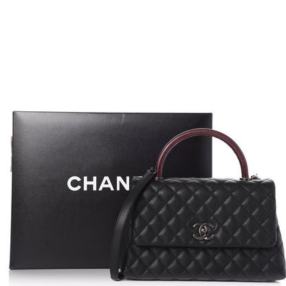 Chanel Caviar Lizard Quilted Small Coco Handle Flap Black 9 of 9