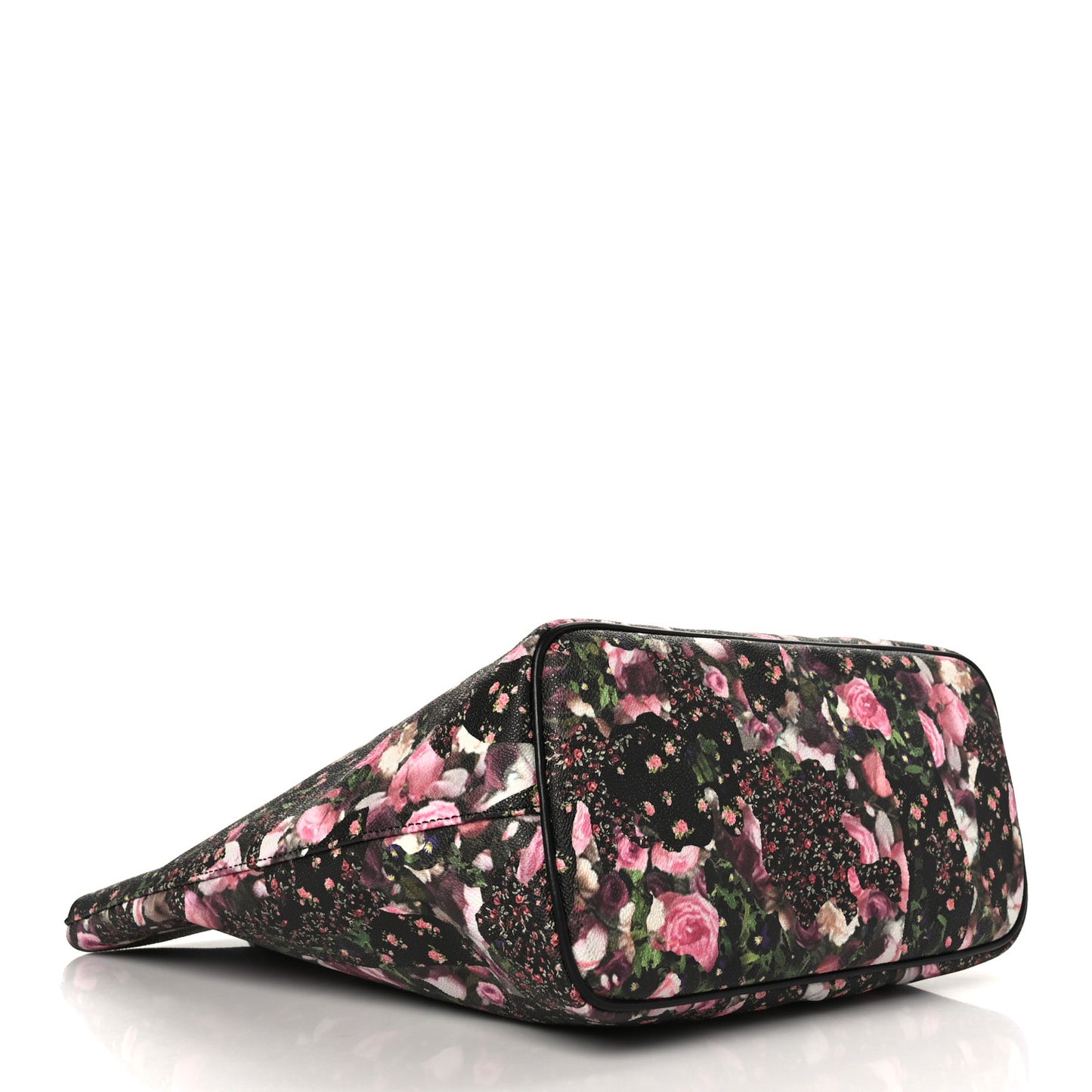 Textured Coated Canvas Roses Camouflage Print Large Antigona Tote Black