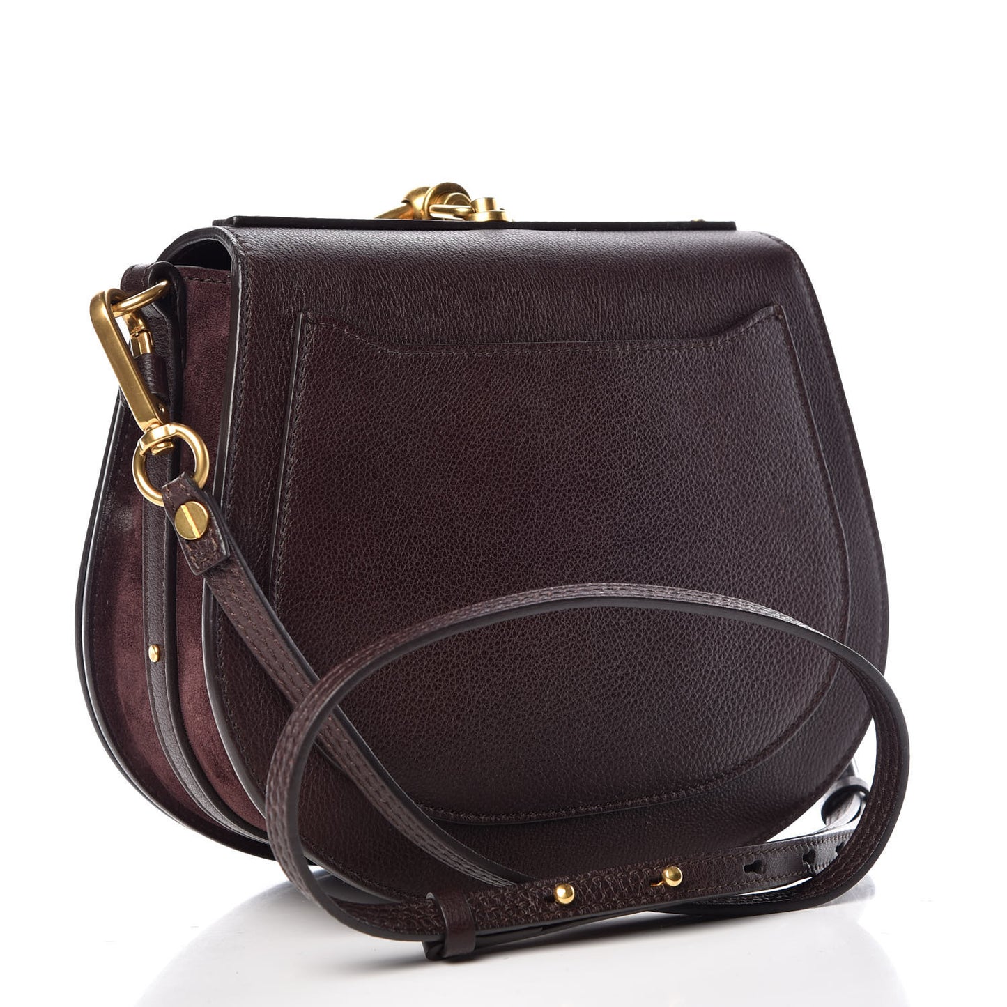 Calfskin Suede Medium Nile Bracelet Bag Carbon Brown