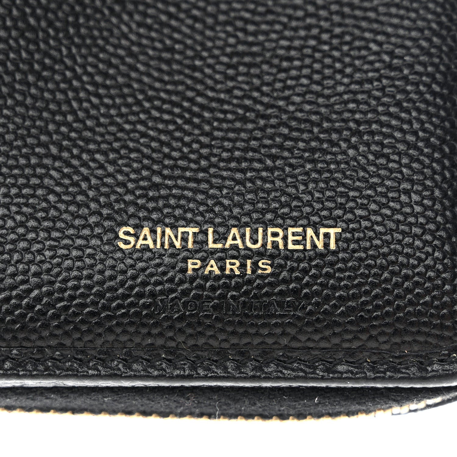 Saint Laurent Grain De Poudre Matelasse Chevron Monogram Compact Zip Around Wallet Black 7 of 11