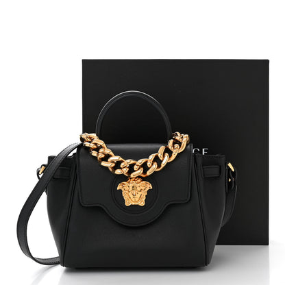 Versace Grained Calfskin Small La Medusa Top Handle Bag Black 11 of 11