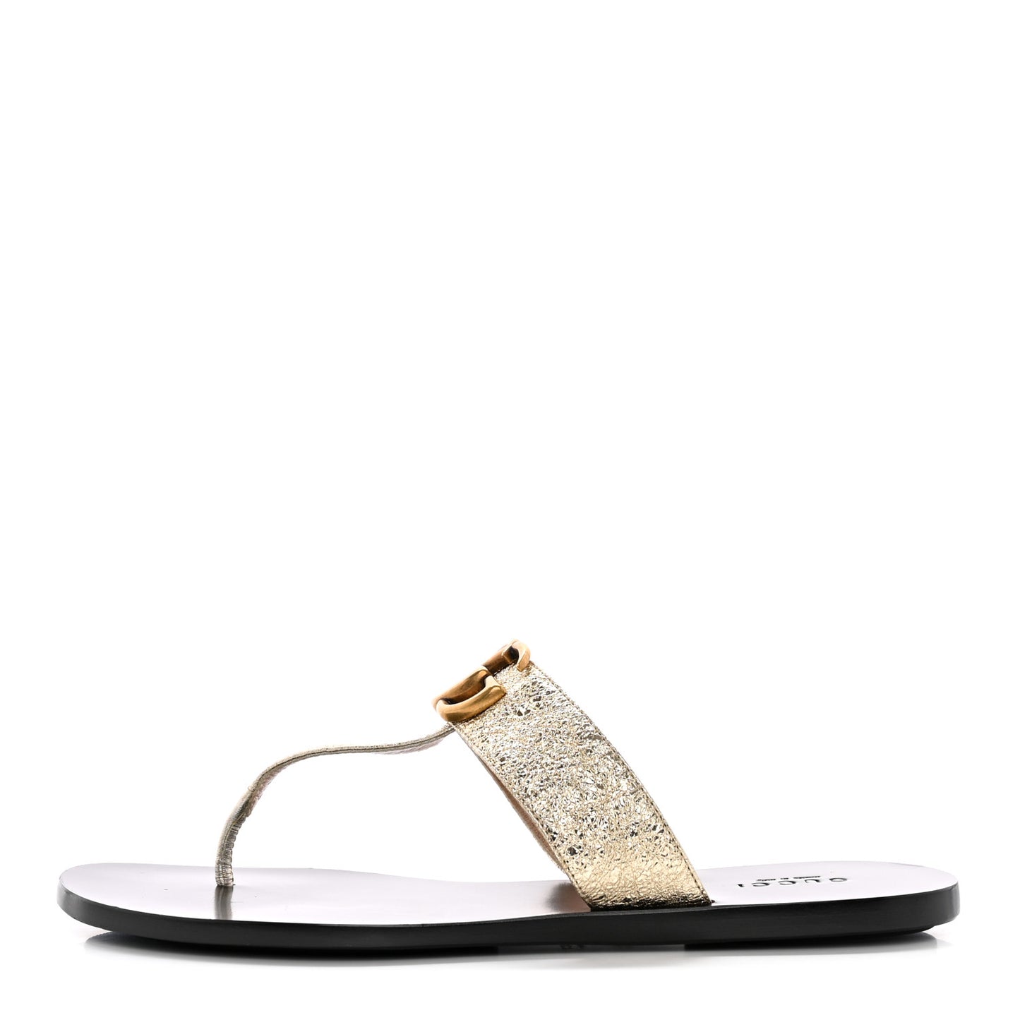 Nappa Silk Galassia GG Marmont Thong Flat Sandals 37.5 Platino