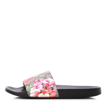 Gucci GG Supreme Monogram Blooms Slide Sandals 41 Beige Multicolor 1 of 7