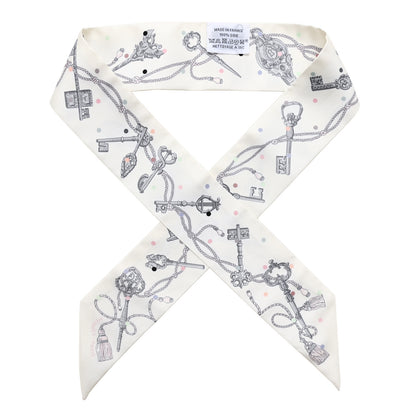 Hermes Silk Les Cles A Pois Twilly White Gris Acier 1 of 4