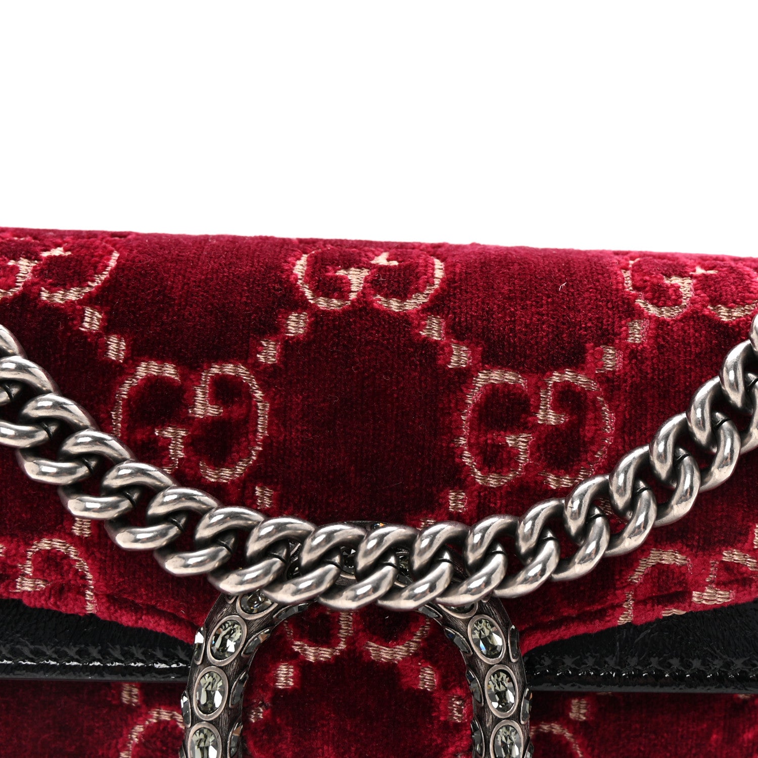 Gucci Velvet Skipper Crystal GG Monogram Small Dionysus Shoulder Bag Red Cipria Black Black Diamond 8 of 10