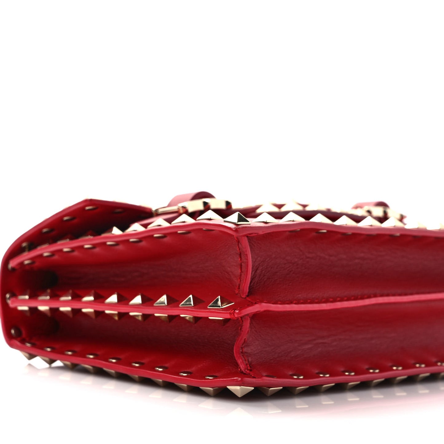 Calfskin Rockstud Flap Shoulder Bag Rosso Valentino