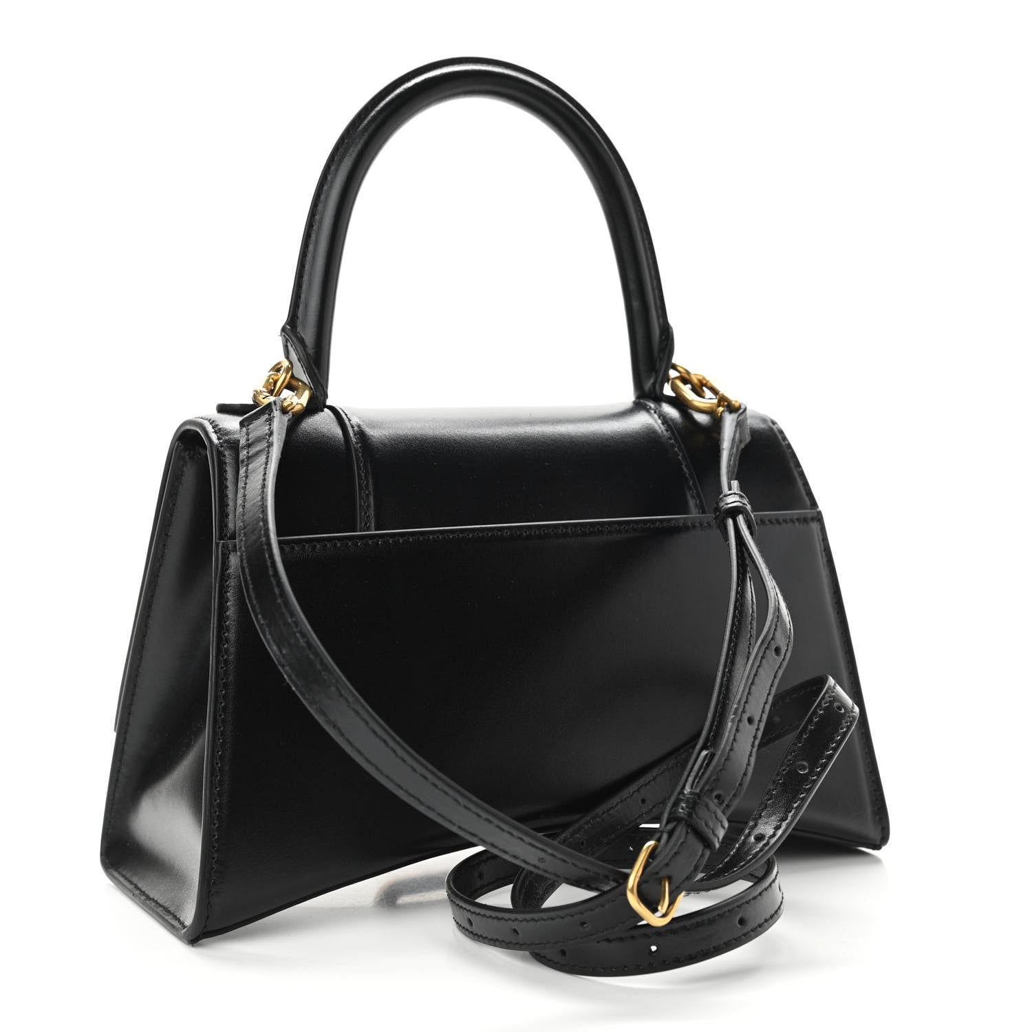 Balenciaga Shiny Box Calfskin Small Hourglass Top Handle Bag Black 2 of 8