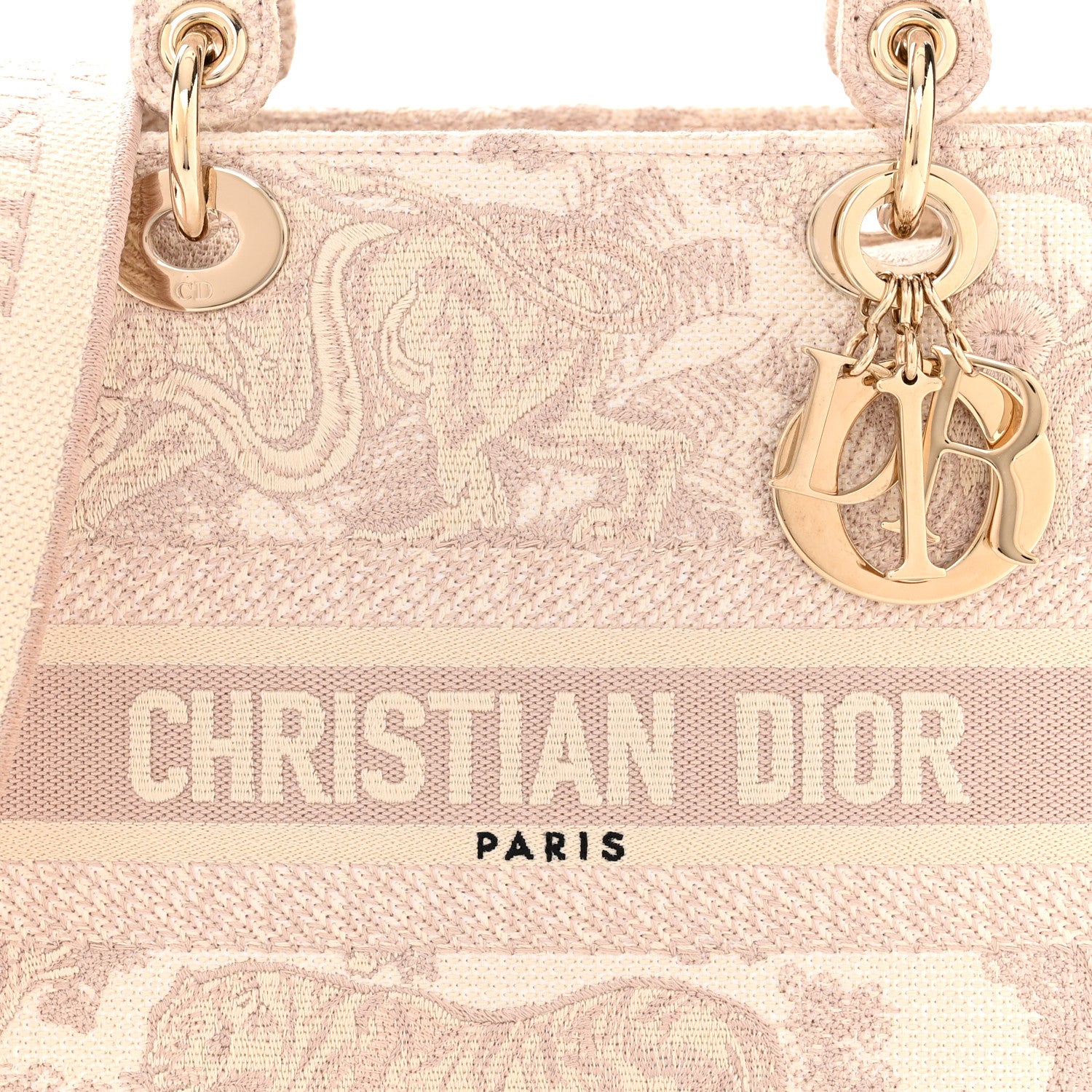 Christian Dior Canvas Toile De Jouy Reverse Embroidered Medium Lady D-Lite Rose 7 of 10