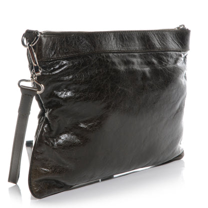Balenciaga Chevre Agneau Arena Giant 21 Silver Hardware Handle Flat Clutch Vert Fonce 3 of 9