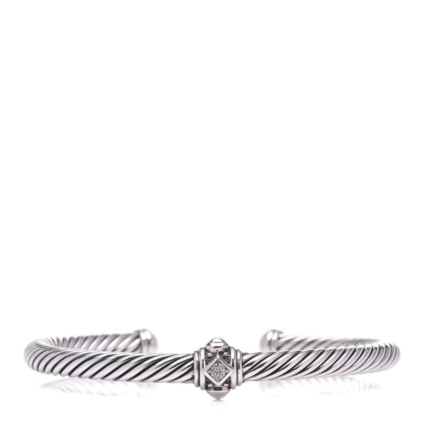Sterling Silver Diamond 5mm Cable Renaissance Station Bracelet