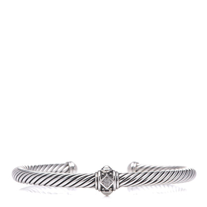 David Yurman Sterling Silver Diamond 5mm Cable Renaissance Station Bracelet 1 of 5