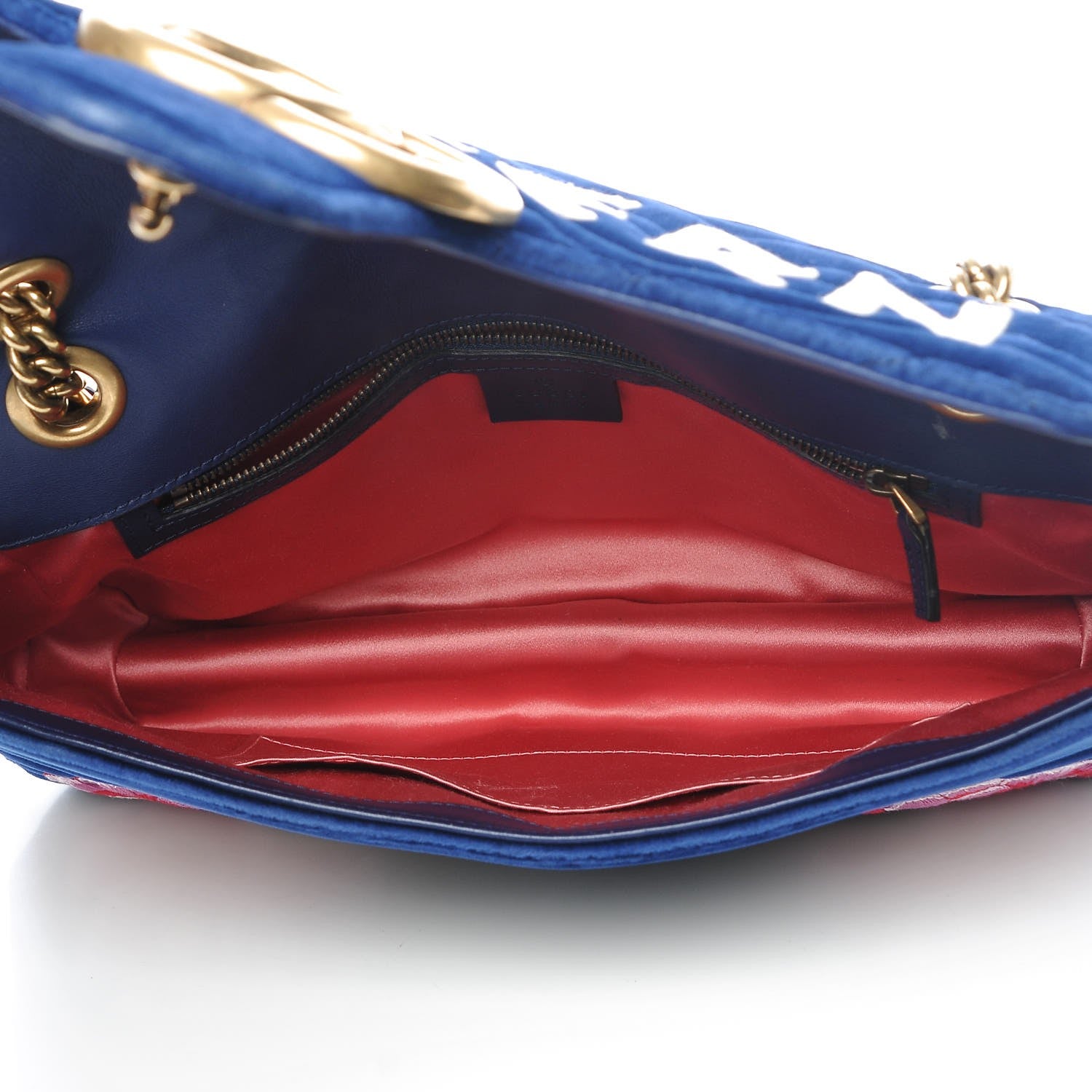Gucci Velvet Matelasse Modern Embroidered Medium GG Marmont Shoulder Bag Cobalt 5 of 8