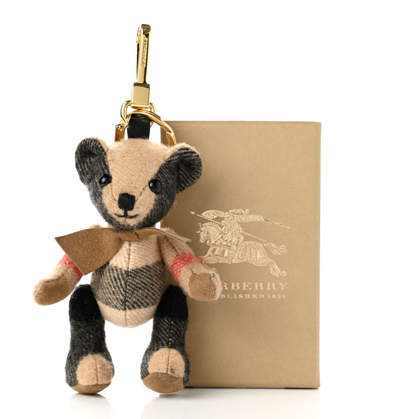 Cashmere House Check Thomas Bear Bag Charm Camel Gold