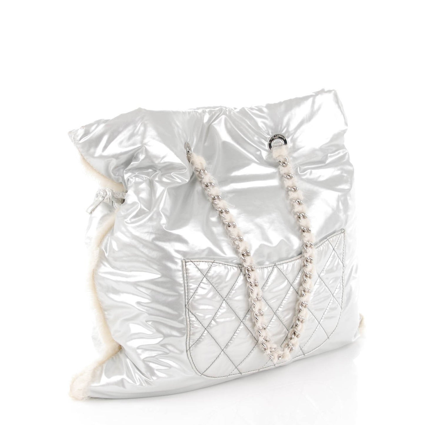Vinyl Mohair Trimmed CC Bonbons Tote Silver